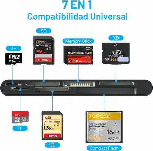Vista 2 de Lector de tarjetas xD-Picture USB 3.0, lector de tarjetas múltiples para xD