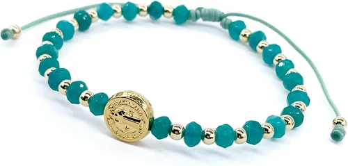 Vista 16 de St Benedict Coin and Natural Round Red Coral Beads Adjustable Bracelet for Women