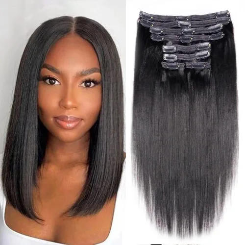 Vista 61 de Extensiones de cabello humano real rizado con clip, 4/27/4, ombré, rizado con clip, para mujer, 3C y 4A (12 pulgadas, #4/27/4)
