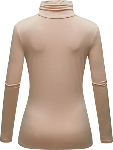 Vista 4 de OThread & Co. Camiseta de manga larga con cuello alto para mujer, capa elástica básica, cómoda, cuello alto
