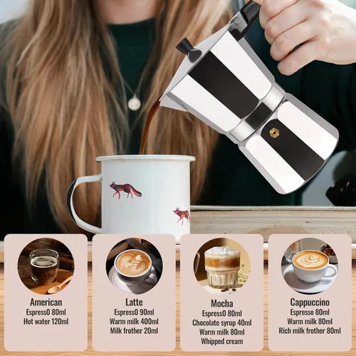 Vista 25 de Cafetera clásica de aluminio para 3 tazas Azul
