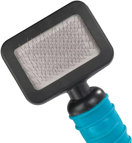Vista 2 de Master Grooming Tools Cepillos ergonómicos Slicker — Cepillos moldeados para perros de aseo – Extra pequeños, 2¾" x 2", verde azulado/negro