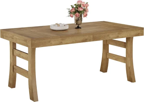 Vista 9 de Tribesigns Mesa de comedor de 63 pulgadas para 4-6 personas, mesa rectangular grande de cocina con patas resistentes para cocina del hogar, comedor