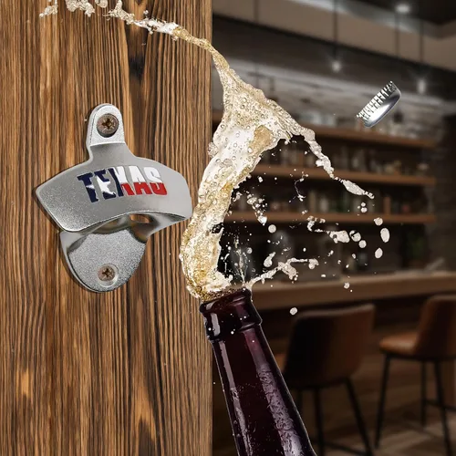 Vista 5 de Treasure Gurus Texas State Flag Metal Montaje en pared Cerveza Soda Pop Abrebotellas