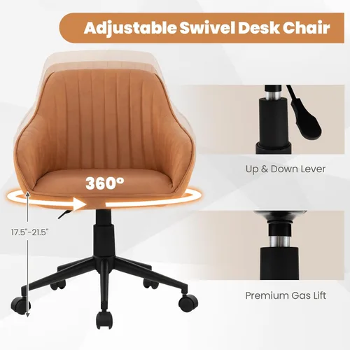 Vista 4 de POWERSTONE Silla moderna de escritorio para oficina en casa, silla de computadora de mediados de siglo, silla giratoria ajustable para dormitorio