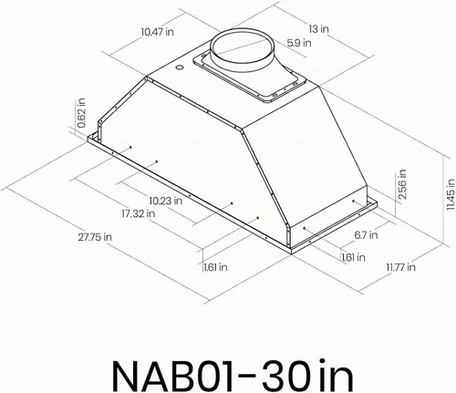 Vista 7 de EKON NAB01-30IN 900CFM - Campanas extractoras integradas sin conductos con control de panel táctil suave de 4 velocidades/filtros aptos