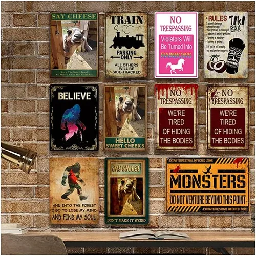 Vista 5 de Pinwaging Art - Cartel de metal para decoración de pared, 8.0 x 12.0 in, bonito tamaño para el hogar, bar, cocina, garaje, hombre, cueva, etc.