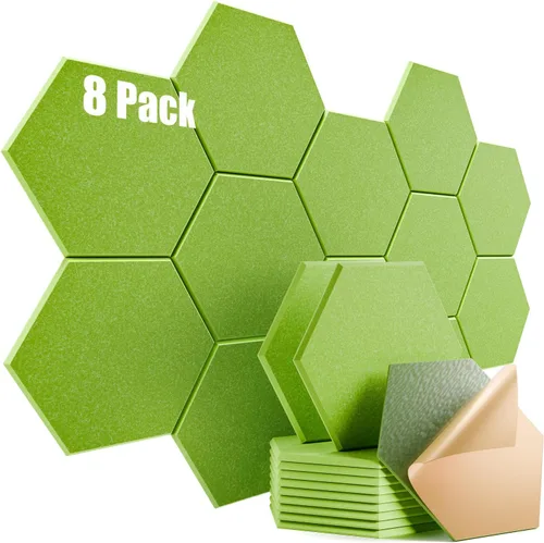 Vista 126 de Paquete de 12 paneles acústicos autoadhesivos de 12 x 10 x 0.4 pulgadas, paneles de espuma a prueba de sonido con alta densidad, elegante diseño