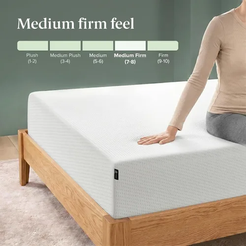 Vista 8 de Zinus 10 Inch Twin Green Tea Memory Foam Mattress, Medium Firm Feel Blanco