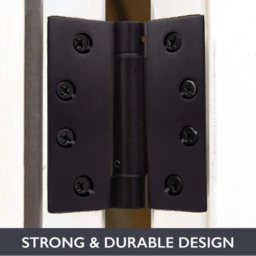 Vista 4 de Ilyapa Bisagras de puerta de cierre automático, paquete de 2, bisagra de resorte de mortaja de bronce aceitado, 4 x 4 pulgadas para puertas