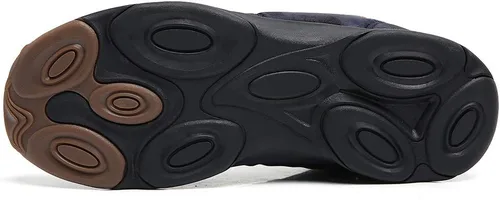 Vista 6 de TSIODFO Moda Hombres Botas Invierno Impermeable Al Aire Libre Senderismo Zapatos Cuero Negro