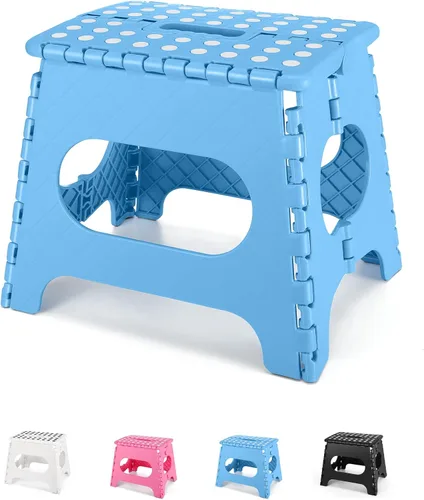 Vista 30 de Dyforce Taburete plegable de 9 pulgadas para niños y adultos, taburete de pie plegable y ligero para niños pequeños, cocina, baño, capacidad de 300