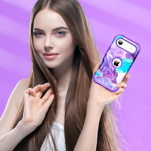 Vista 7 de Funda para iPhone Air, tres capas de alta resistencia a prueba de golpes, híbrida de plástico duro, funda protectora de goma de silicona suave