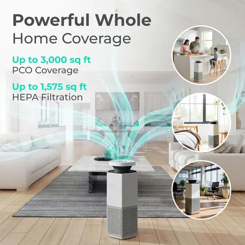 Vista 7 de Puraclenz Core C750 - Purificador de aire para el hogar, filtro HEPA, purificación de aire y superficie, hasta 3000 pies cuadrados, elimina
