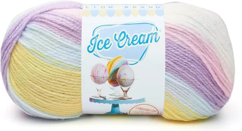 Vista 35 de Lion Brand Yarn, Hilo para Bebé Ice Cream para tejer, ganchillo y manualidades, Baseball Nut, 1 paquete, fibra acrílica colorida de peso DK