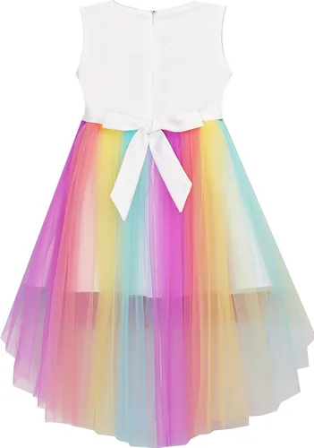 Vista 2 de Sunny Fashion Vestido de flores para niñas unicornio arco iris concurso de princesa fiesta