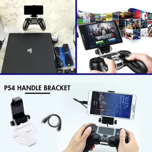 Vista 7 de PS4 Controlador de teléfono Clip, PS4 Slim Pro Controller Grip para Android Smart Phone, Soporte de soporte para juegos de 180 grados