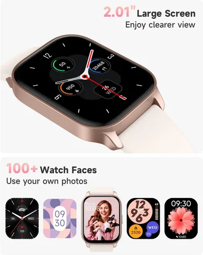 Vista 6 de TOOBUR - Reloj inteligente para mujer, compatible con teléfonos Android y iOS, responder/realizar llamadas, reloj de seguimiento de actividad