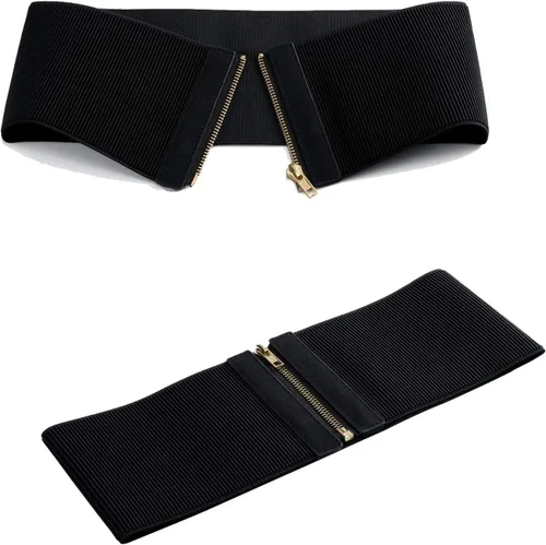 Vista 3 de CHIC DIARY Cinturón elástico ancho para mujer para vestido de mujer, cinturón elástico vintage con cremallera
