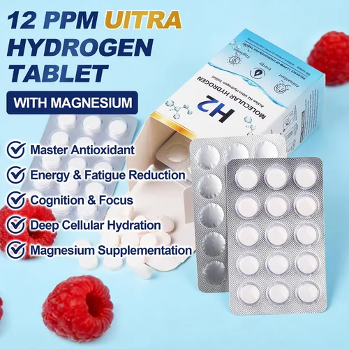 Vista 2 de Comprimidos de Hidrógeno Molecular (12 PPM) - 90 Unidades Suplemento H2 de Alta Potencia con Magnesio - Generador de Agua de Hidrógeno de Disolución