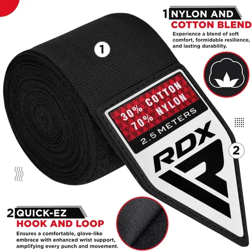 Vista 2 de RDX Boxing Wraps Kids 2.5M Guantes internos, Vendajes elásticos para el pulgar, Junior Under Mitts Protector de puño de mano Correas de soporte
