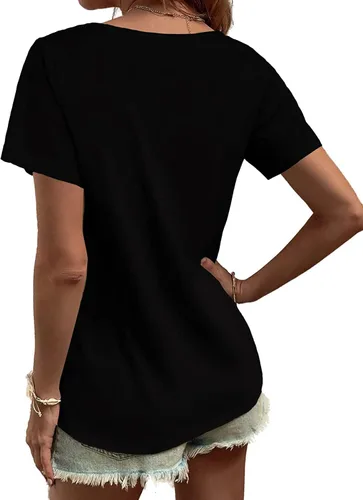 Vista 2 de Melliflo Camisetas mexicanas de manga corta para mujer, bordadas florales, sueltas, estilo étnico, camisetas bohemias