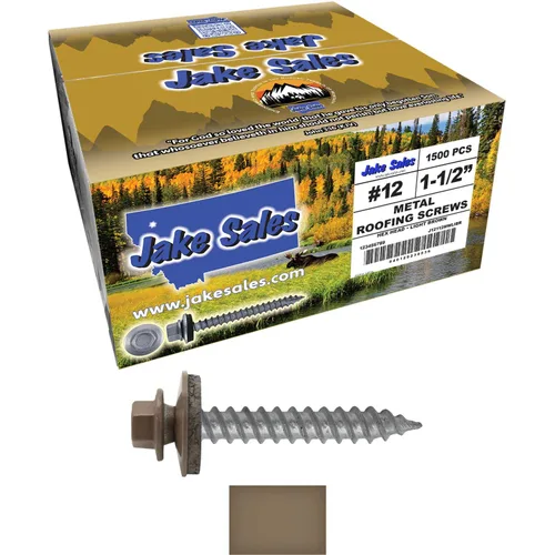 Vista 24 de 12 tornillos para techos de metal gris ABC de 1-1/2 pulgadas, cabezal de arandela hexagonal, arranque automático/roscado, arandela EPDM. 1 bolsa