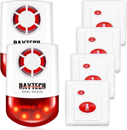 Vista 10 de Daytech Kit de alarma estroboscópica de emergencia a distancia, impermeable, para exteriores, sistema de advertencia de pánico fuerte