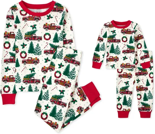 Vista 19 de The Children's Place Pijama de Navidad unisex para bebé, algodón