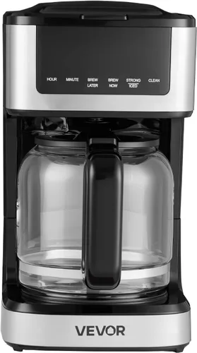 Vista 9 de VEVOR Cafetera programable, cafetera de goteo programable de 12 tazas con pantalla táctil, cafetera de 4 horas para mantener el calor, cafetera