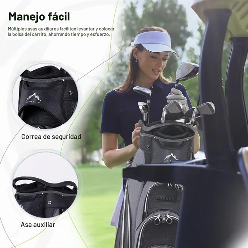 Vista 6 de UNIHIMAL Bolsa de carrito de golf con divisor de 14 vías, amplio espacio de almacenamiento, bolsa de golf para hombre con asas y soporte