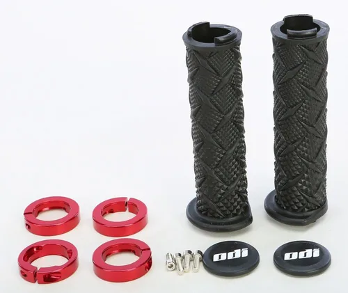 Vista 2 de ODI X-Treme Lock-On - Empuñaduras para ATV, abrazaderas negras/rojas, talla única
