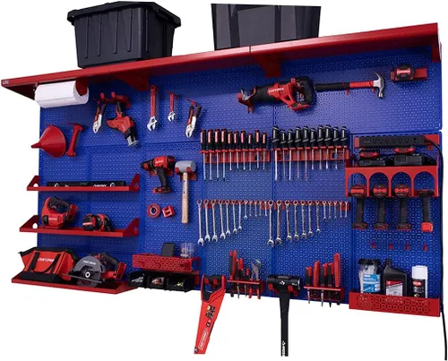 Vista 28 de OmniWall Weekend Warrior XL - Sistema de organización de pared de metal (negro/azul)