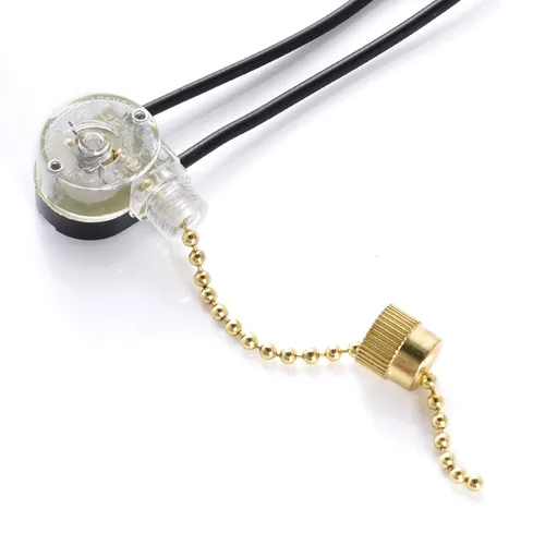 Vista 3 de Topbuti Paquete de 3 interruptores de cadena para ventilador de techo, Zing Ear ZE-109, interruptor de luz de dos cables, reemplazo para lámparas
