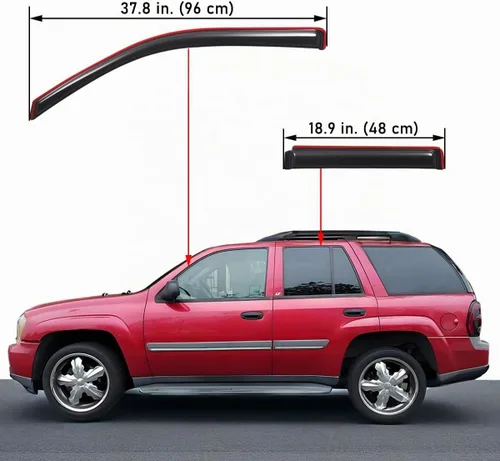 Vista 2 de Lightronic Visera de ventana de ventilación automática con clip extra duradero, se adapta a Chevrolet Trailblazer 2002-2009, protección UV