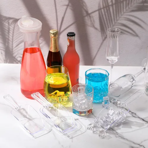 Vista 5 de Hestya 4 cucharadas de plástico transparente multiusos para dulces, bufé, acrílico, cocina, hielo, palomitas de maíz para proteínas en polvo