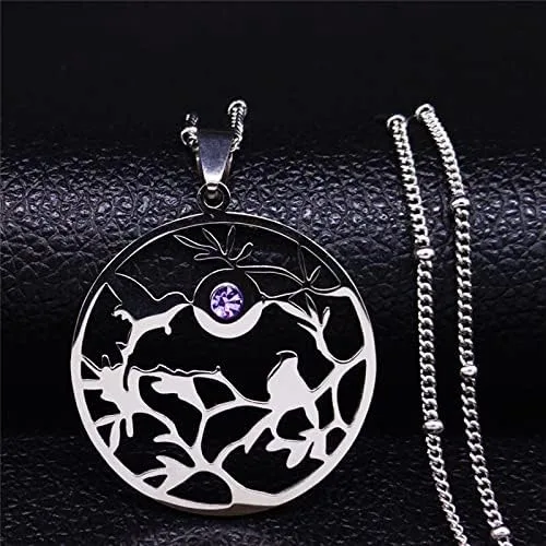 Vista 6 de 2023 Crystal Stainless Steel Statement Necklace for Women Bird Tree of Life Family Chain Necklaces Jewelry Bisuteria N1245S01
