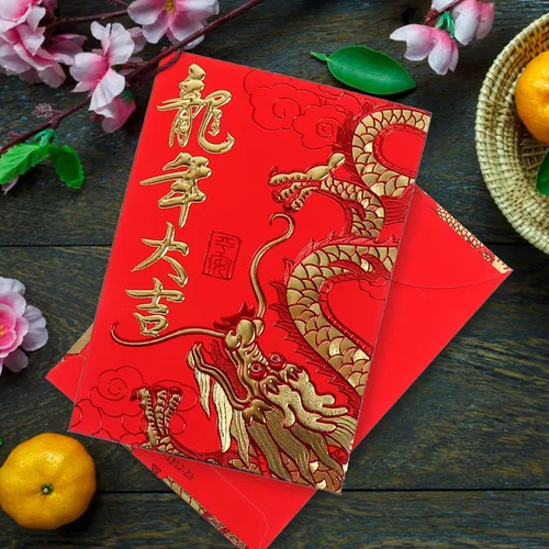 Vista 3 de Paquete de 60 sobres rojos chinos para Año Nuevo Lunar Hong Bao 2024 Año del Año del Año del Dinero para Festival de Primavera Boda Cumpleaños