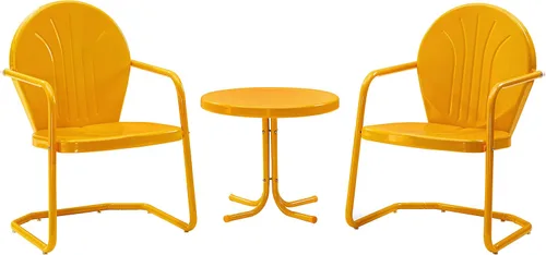 Vista 13 de Crosley Furniture Griffith - Juego de sillas y mesa auxiliar de 3 piezas, juego de mesa auxiliar de metal retro para porche, aguamarina