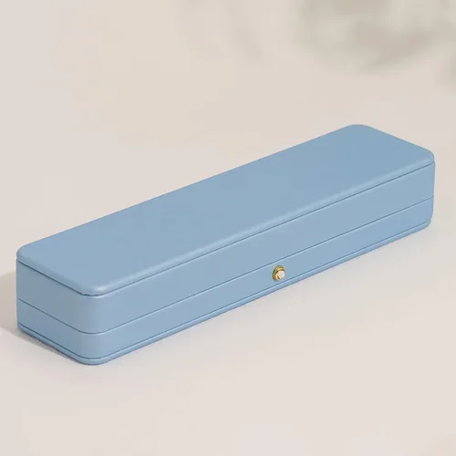 Vista 7 de Oirlv Elegante caja de collar azul cielo, caja de presentación de collar de terciopelo blanco interior de cadena larga pulsera collar estuche