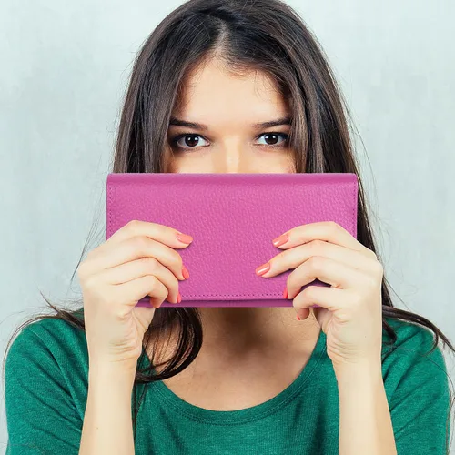Vista 7 de NeoMonte Billeteras de cuero para mujer - Cartera de bloqueo RFID con 10 ranuras para tarjetas de crédito (fucsia)