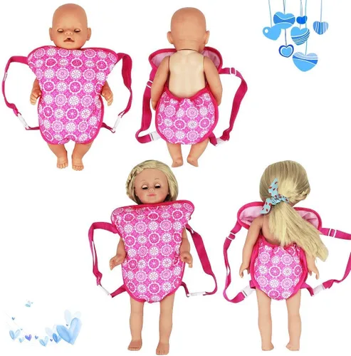 Vista 2 de DC-BEAUTIFUL Juego de 3 accesorios para muñecas con bolso y mochila portadora delantera/trasera y saco de dormir, se adapta a muñecas de 14 a 18