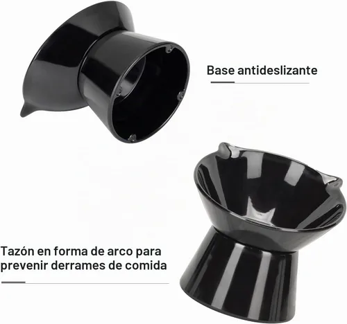 Vista 6 de Cuencos elevados desmontables para gatos, tazón elevado inclinado de 15° para gatos anti-vómito, amigable con los bigotes, platos ajustables