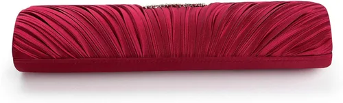 Vista 5 de Mulian LilY - Bolso de mano plisado de satén con broche de pedrería