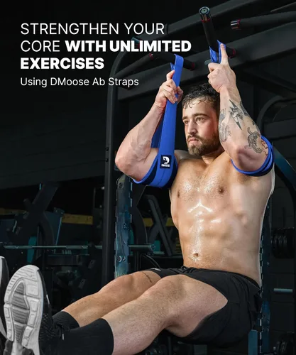 Vista 2 de DMoose Fitness Correas colgantes para abdominales para barra de dominadas y entrenamiento de fuerza central, correas de ejercicio acolchadas suaves