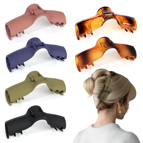 Vista 8 de Pinzas para el cabello grueso, paquete de 4 pinzas de gelatina extra grandes para mujeres, accesorios para el cabello de 4.75 pulgadas para mujeres