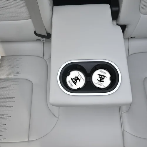 Vista 6 de Posavasos de coche absorbentes con diseño de gato alcanzado por un rayo para portavasos, paquete de 2, posavasos de cerámica de 2.56 pulgadas