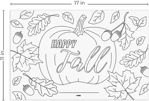 Vista 5 de Manteles individuales de actividades para colorear de Acción de Gracias, 12 hojas para colorear de Feliz otoño, 11 x 17 pulgadas, papel de dibujo
