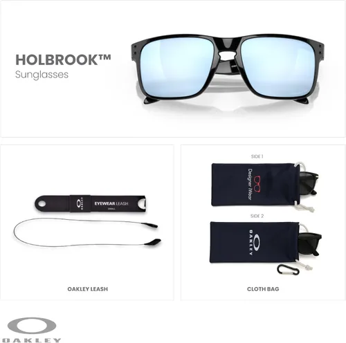 Vista 2 de OAKLEY Holbrook OO9102 Square Sunglasses for Men+ Bundle Accessory Leash Kit, Microfiber Pouch