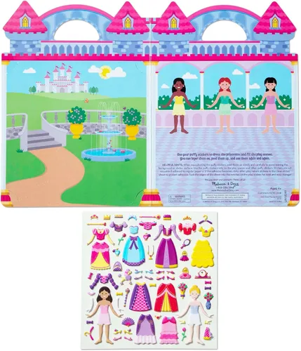 Vista 5 de Melissa & Doug Princesa Puffy, juego de adhesivos, Juego de calcomanías infladas - princesa, 1, Azul